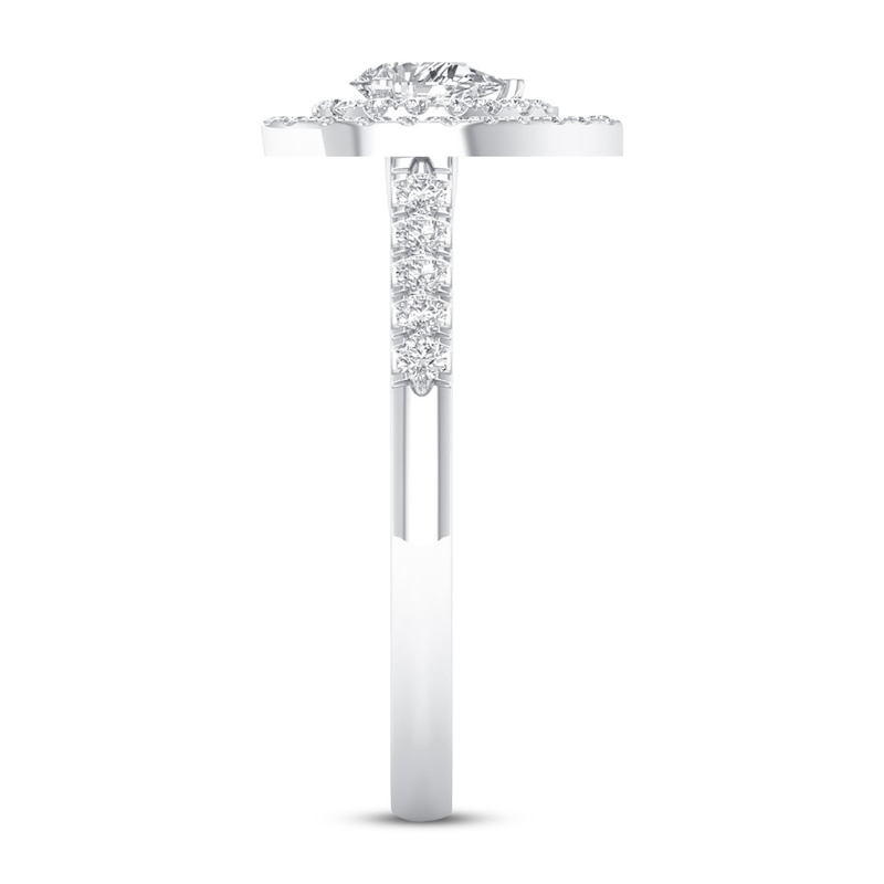 Main Image 4 of Diamond Promise Ring 1/2 ct tw Pear/Round 10K White Gold