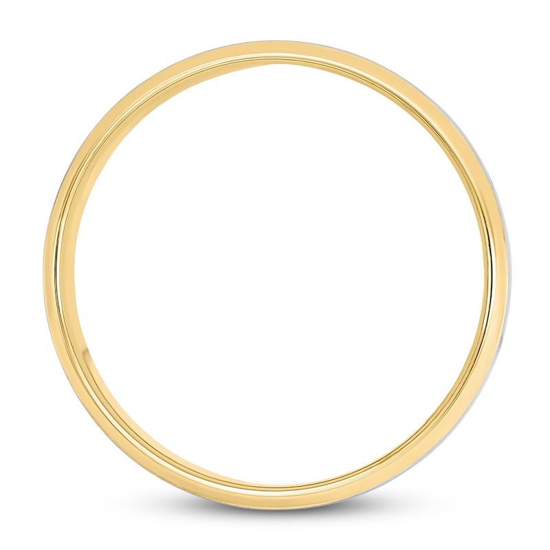 Men's Brushed Wedding Band 10K Yellow Gold/White Rhodium