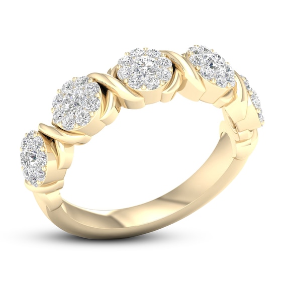 Diamond Anniversary Ring 3/4 ct tw 14K Yellow Gold | Diamond Rings ...