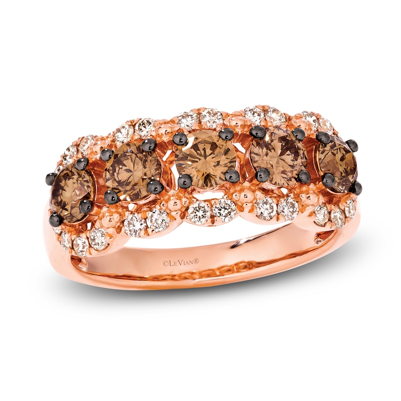 Main Image 1 of Le Vian Crème Brûlée Diamond Ring 1 1/2 ct tw Round 14K Strawberry Gold