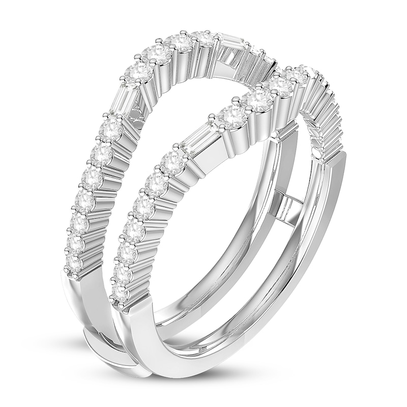 Diamond Enhancer Ring 1/2 ct tw Baguette/Round 14K White Gold