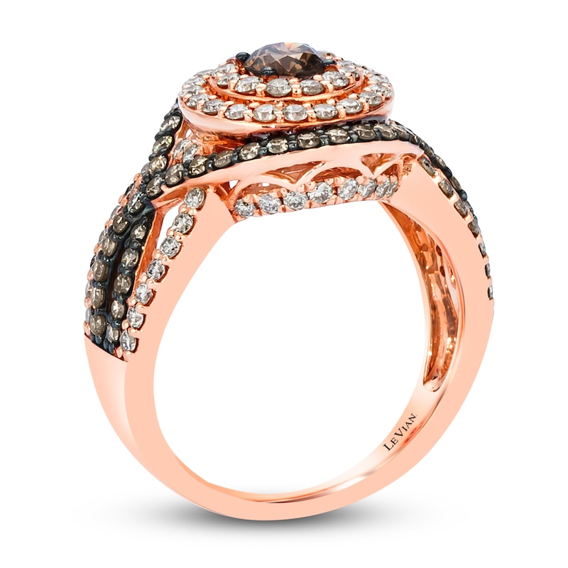 Main Image 4 of Le Vian Crème Brûlée Diamond Ring 1 5/8 ct tw Round 14K Strawberry Gold