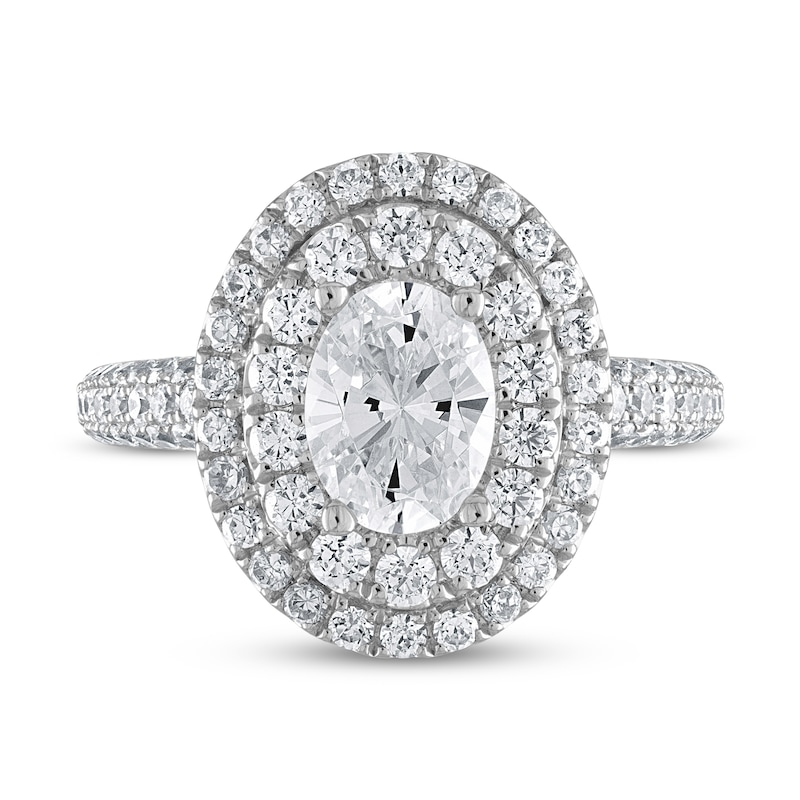 Vera Wang WISH Diamond Engagement Ring 2-3/4 ct tw Round/Emerald 14K White Gold