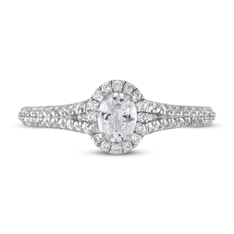 Vera Wang WISH Diamond Engagement Ring 5/8 ct tw Oval/Round 14K White Gold