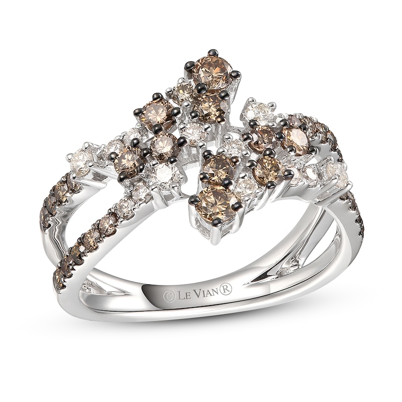 Main Image 1 of Le Vian Chocolate Diamond Ring 1 ct tw Round 14K Vanilla Gold