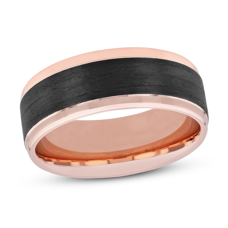 Main Image 1 of Men's Wedding Band Carbon Fiber 14K Rose Gold