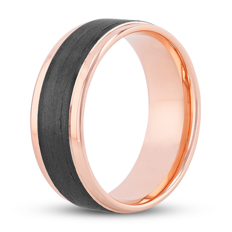 Men's Wedding Band Carbon Fiber 14K Rose Gold