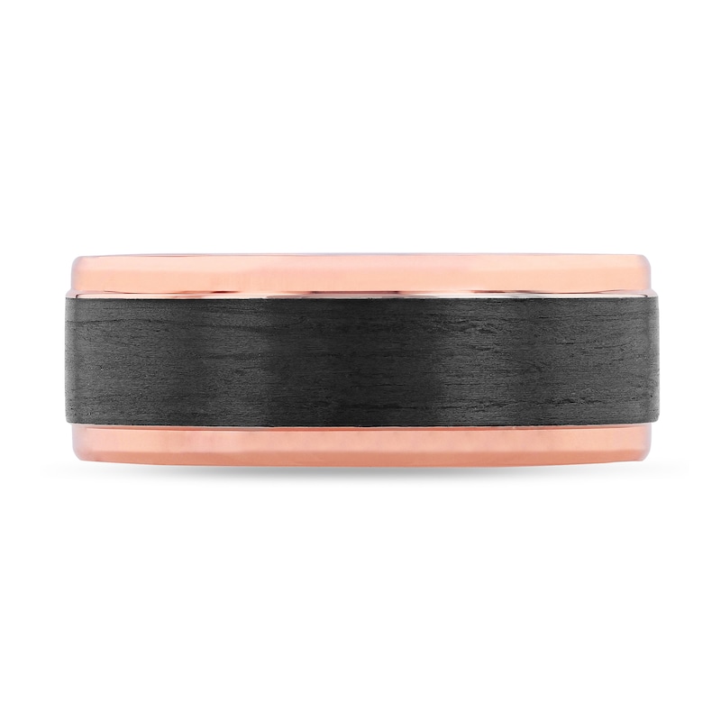 Main Image 3 of Men's Wedding Band Carbon Fiber 14K Rose Gold