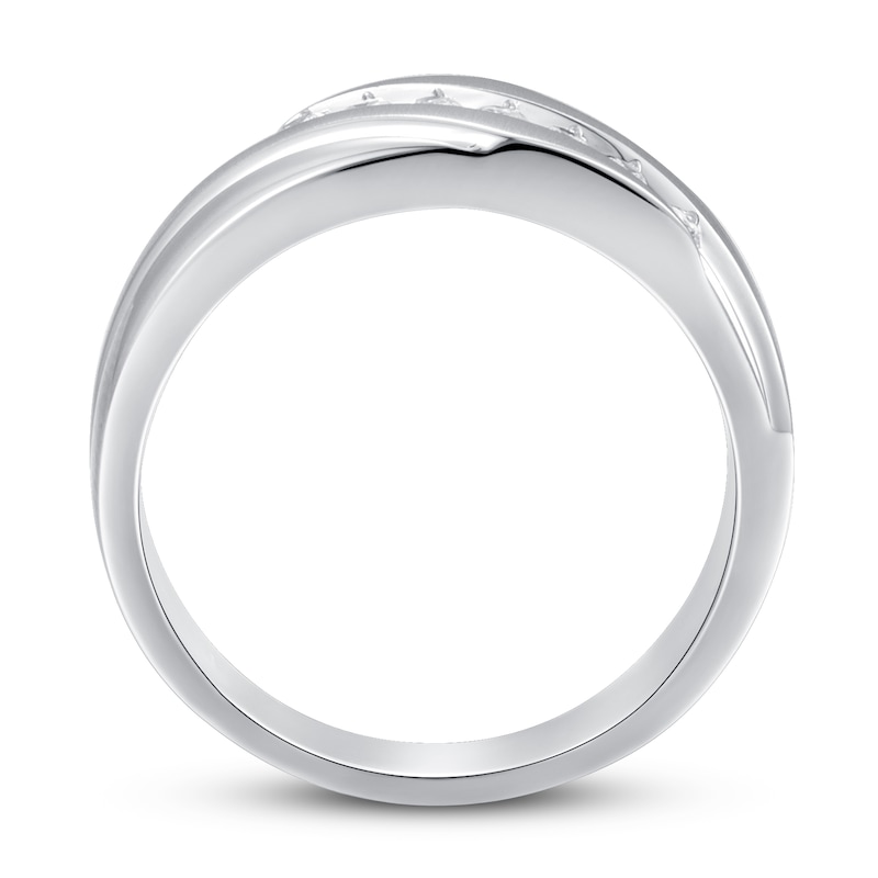 Main Image 2 of Men's Seven-Stone Diamond Wedding Band 1/4 ct tw Round 10K White Gold