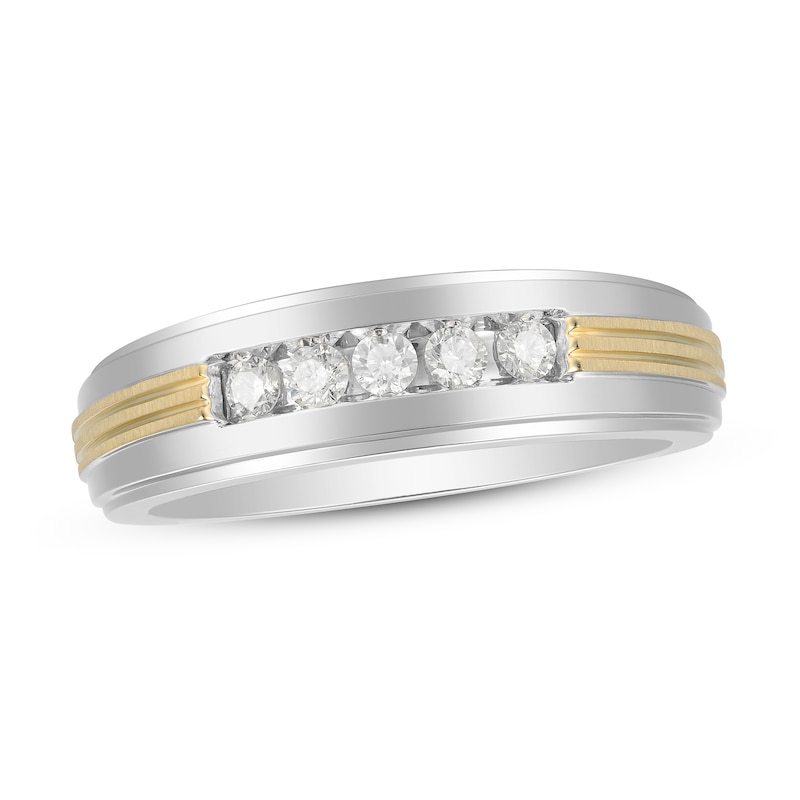 Men's Diamond Wedding Band 1/4 ct tw Round 10K Two-Tone Gold