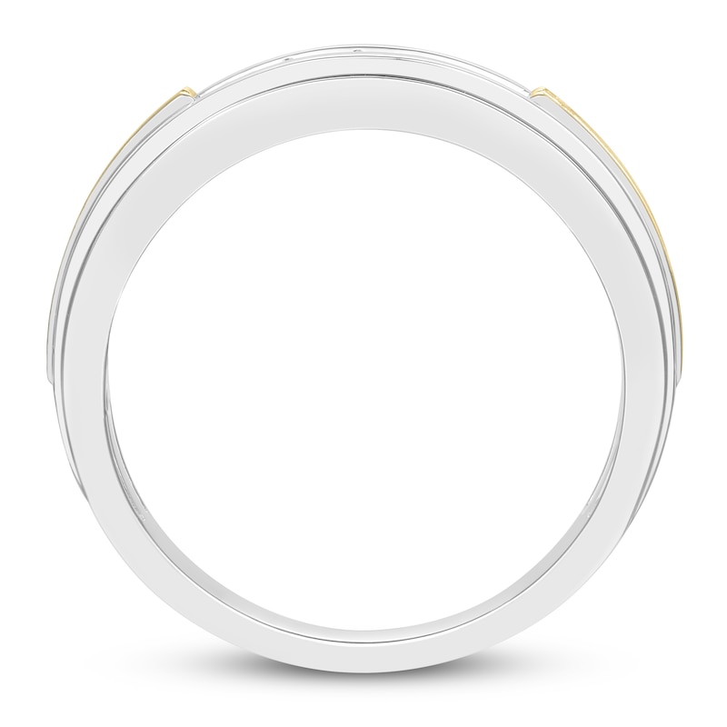 Main Image 2 of Men's Diamond Wedding Band 1/4 ct tw Round 10K Two-Tone Gold