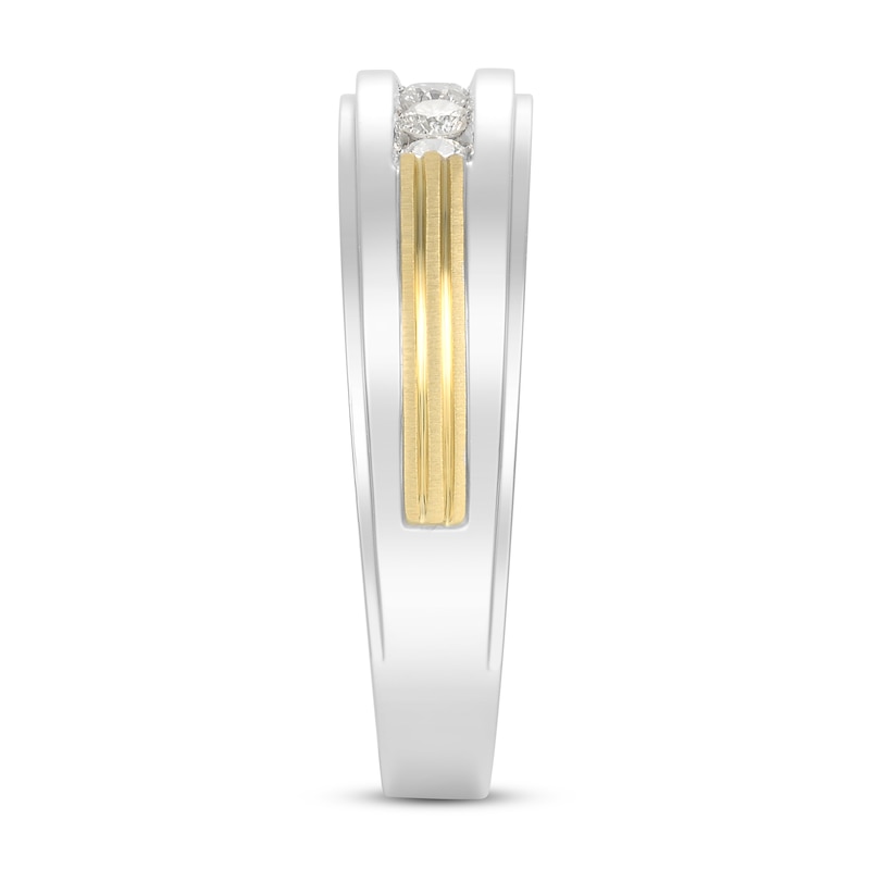 Main Image 3 of Men's Diamond Wedding Band 1/4 ct tw Round 10K Two-Tone Gold