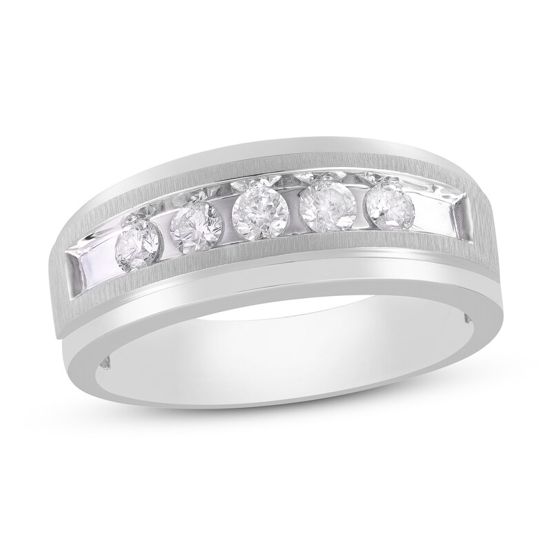 Men's 5-Stone Wedding Band 1/2 ct tw Round 10K White Gold