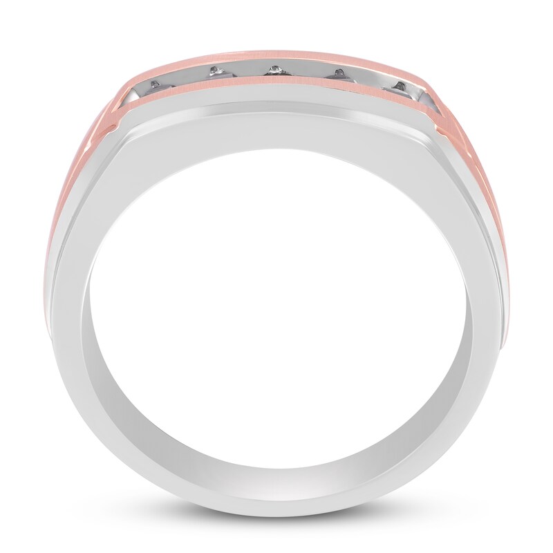 Main Image 3 of Men's Black Diamond Ring 1/4 ct tw Round 10K Two-Tone Gold