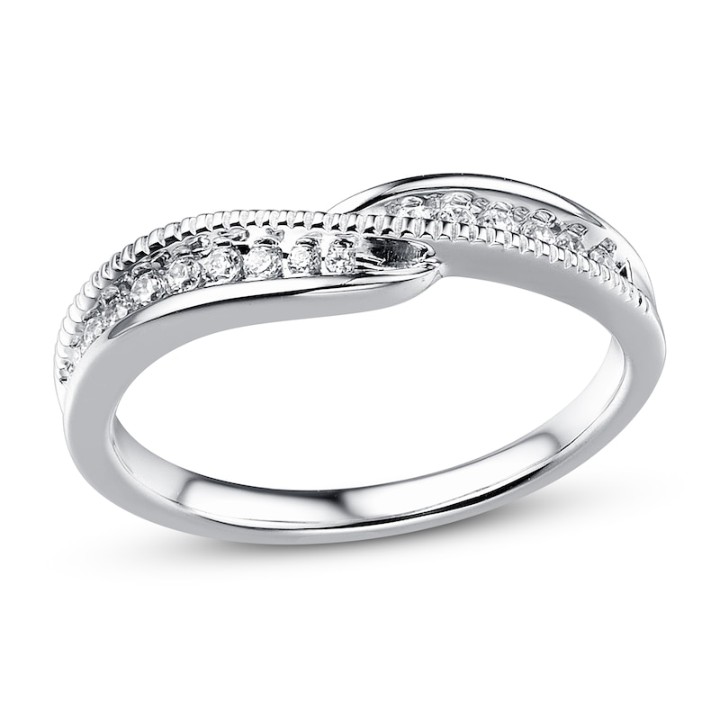 Main Image 1 of Diamond Contour Ring 1/6 ct tw Round 14K White Gold