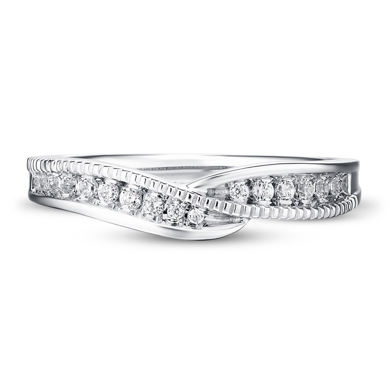 Main Image 4 of Diamond Contour Ring 1/6 ct tw Round 14K White Gold