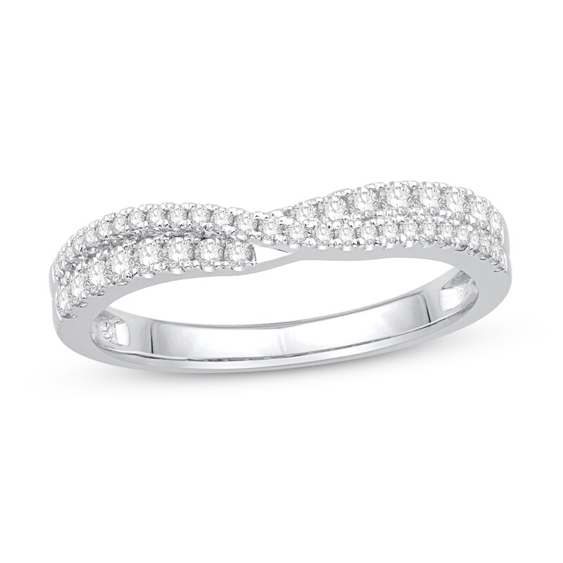 Diamond Contour Ring 1/3 ct tw Round 14K White Gold