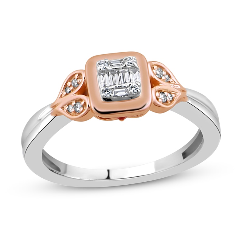 Main Image 1 of Diamond Promise Ring 1/6 ct tw Baguette/Round 10K Two-Tone Gold