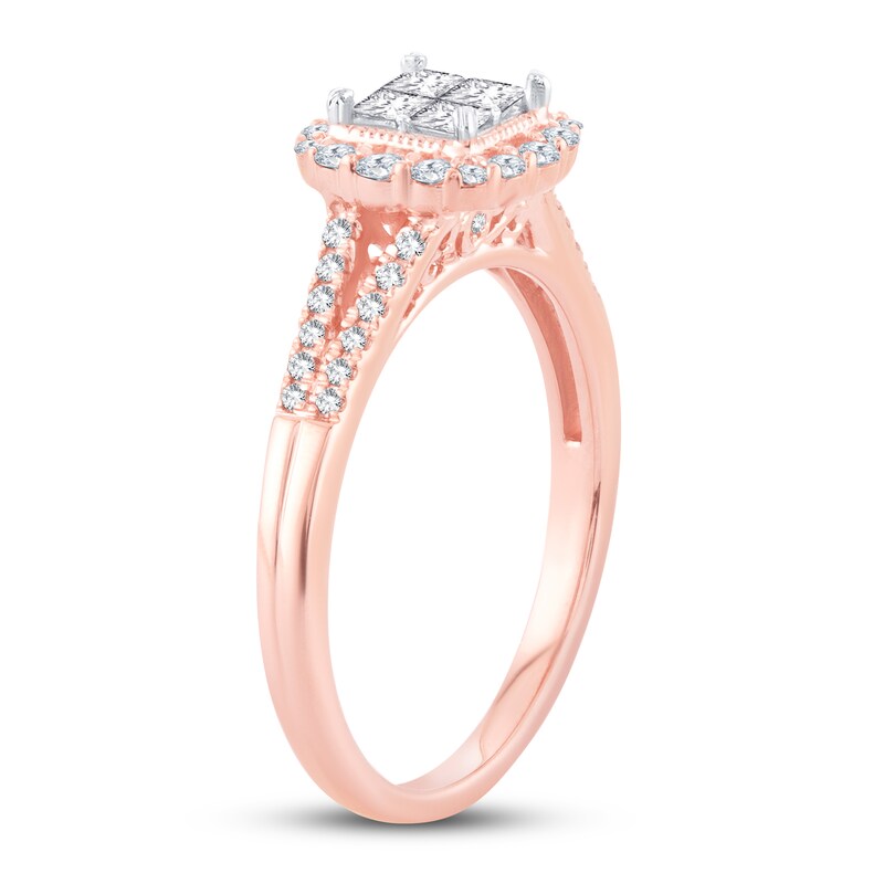 Diamond Ring 1/2 ct tw Princess/Round 10K Rose Gold