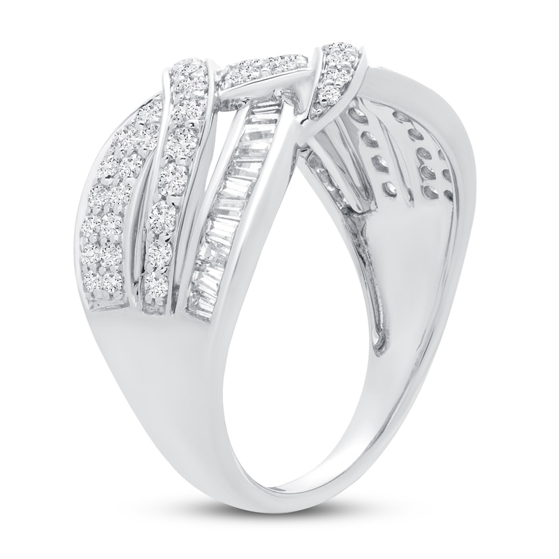 Main Image 2 of Diamond Ring 1 ct tw Round/Baguette 14K White Gold