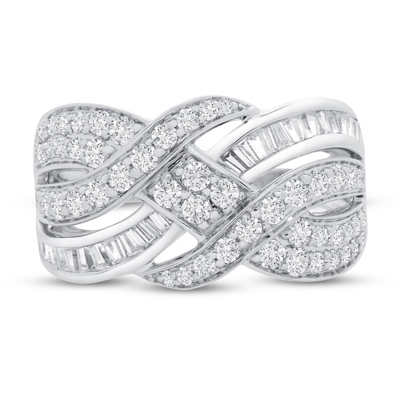 Main Image 3 of Diamond Ring 1 ct tw Round/Baguette 14K White Gold
