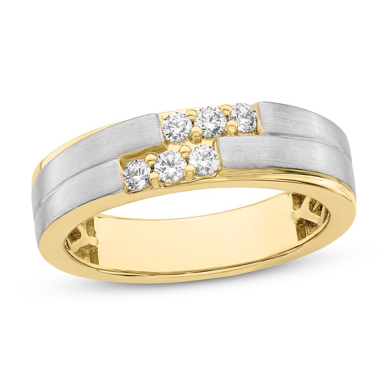 Main Image 1 of Men's Diamond Wedding Band 1/3 ct tw Round 14K Two-Tone Gold