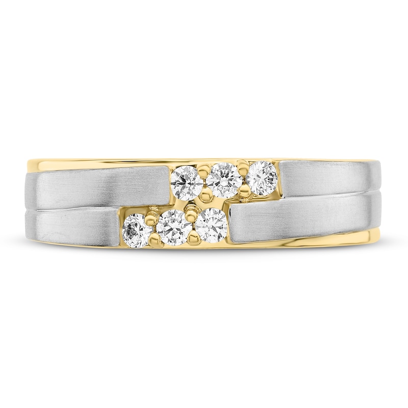 Main Image 3 of Men's Diamond Wedding Band 1/3 ct tw Round 14K Two-Tone Gold