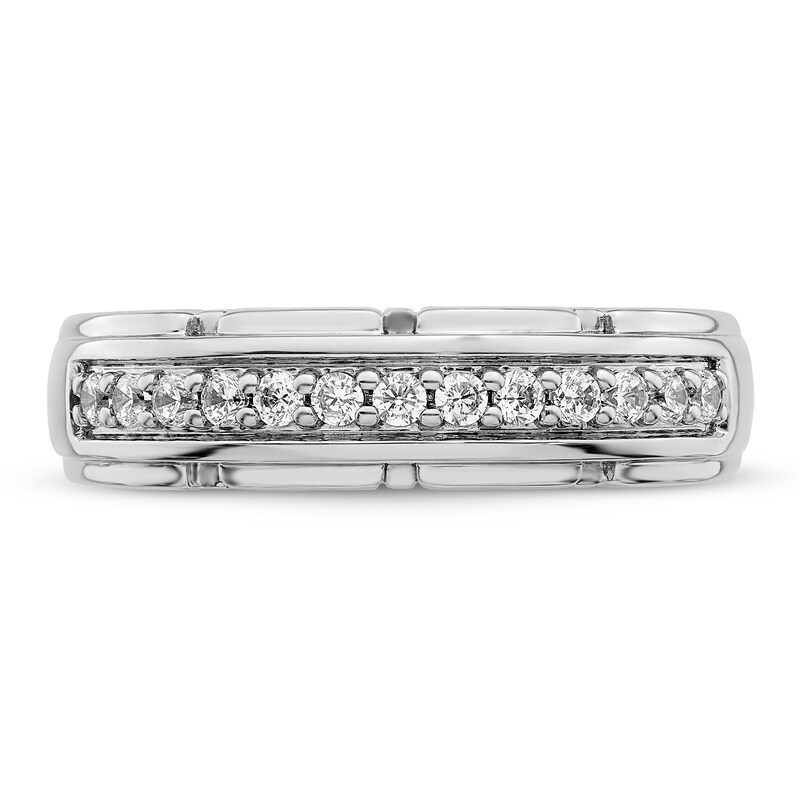 Men's Diamond Wedding Band 1/3 ct tw Round 14K White Gold