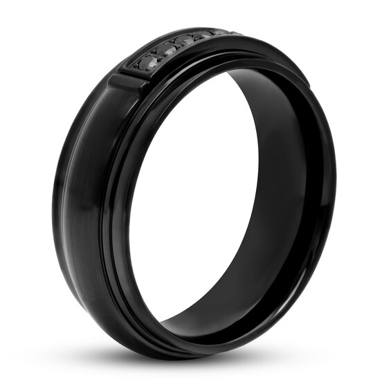 Men's Black Diamond Band 1/6 ct tw Black Stainless Steel