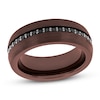 Thumbnail Image 1 of Men's Black Sapphire Wedding Band Brown Tungsten Carbide