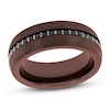 Thumbnail Image 0 of Men's Black Sapphire Wedding Band Brown Tungsten Carbide