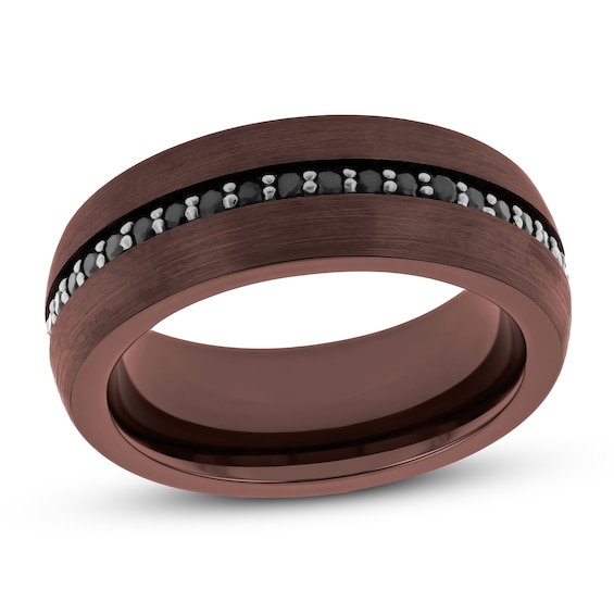 Jared The Galleria Of Jewelry Mens Black Sapphire Wedding Band Brown Tungsten Carbide