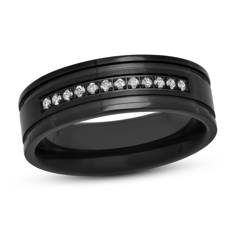 Men's 1/6 ct Diamond Band Black Stainless Steel