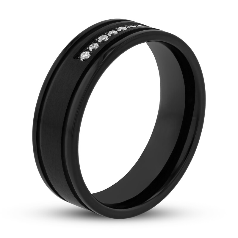 Men's 1/6 ct Diamond Band Black Stainless Steel