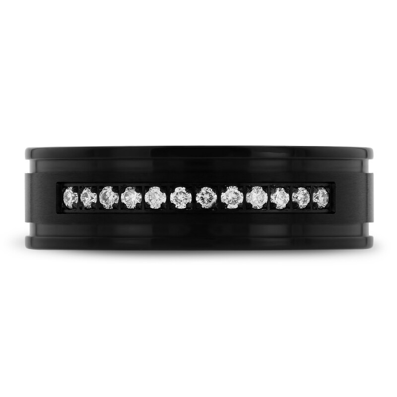 Men's 1/6 ct Diamond Band Black Stainless Steel