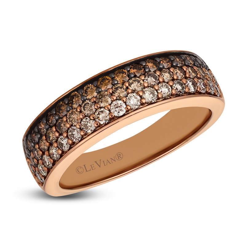 Le Vian Chocolate Diamond Ring 7/8 ct tw Round 14K Strawberry Gold
