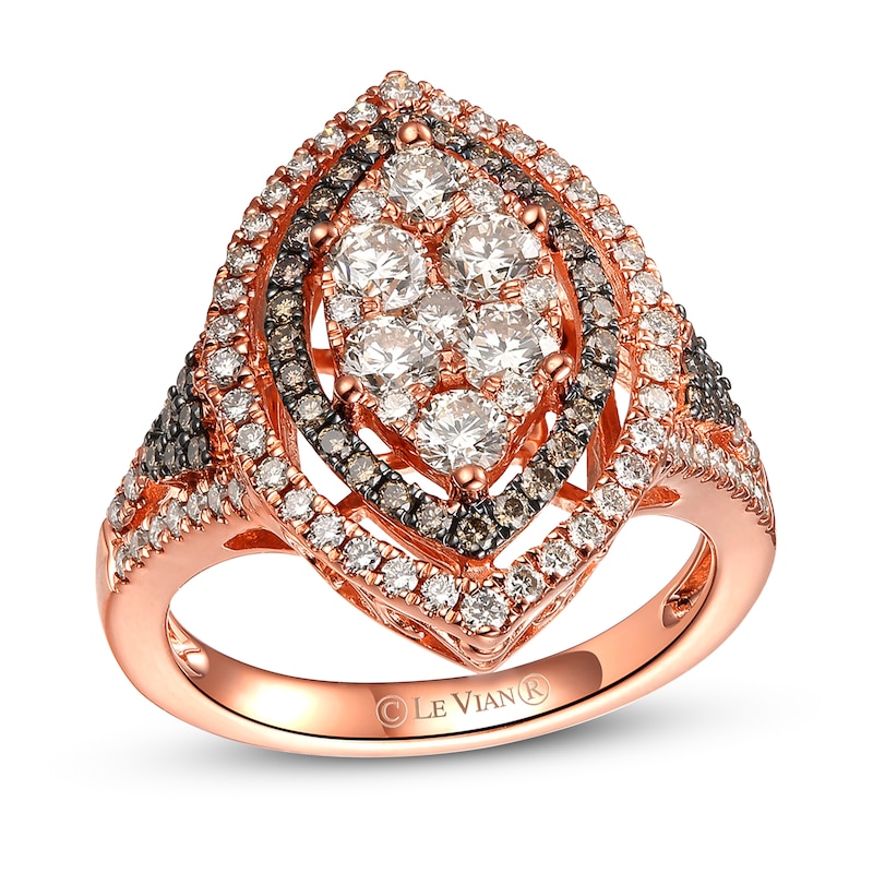 Le Vian Chocolate Diamond Ring 1-1/2 ct tw Round 14K Strawberry Gold