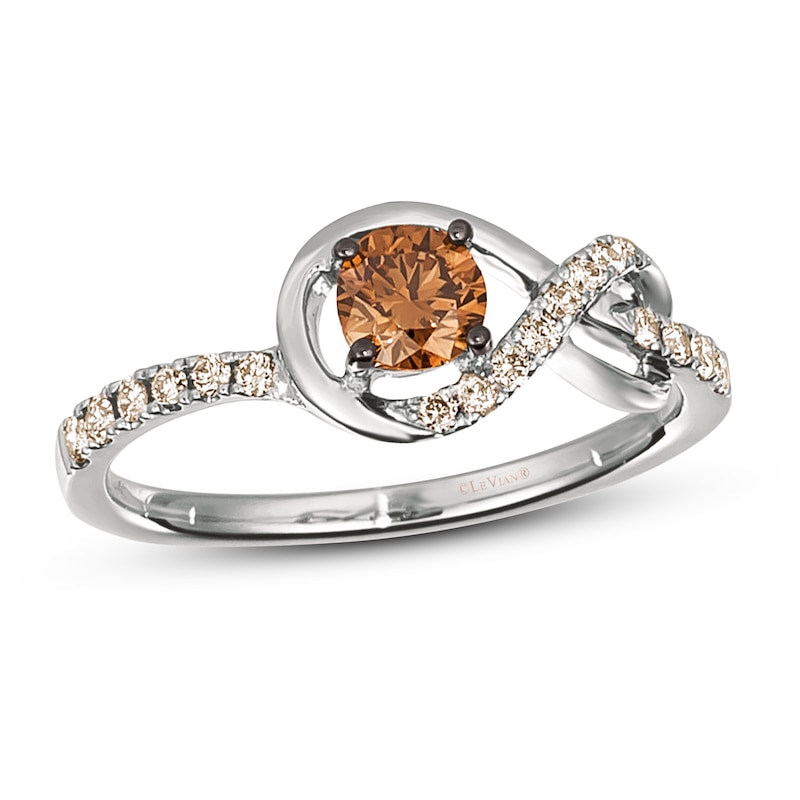 Main Image 1 of Le Vian Chocolate Diamond Ring 1/2 ct tw Round 14K Vanilla Gold