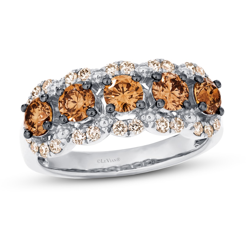 Main Image 1 of Le Vian Chocolate Diamond Ring 1-1/2 ct tw Round 14K Vanilla Gold