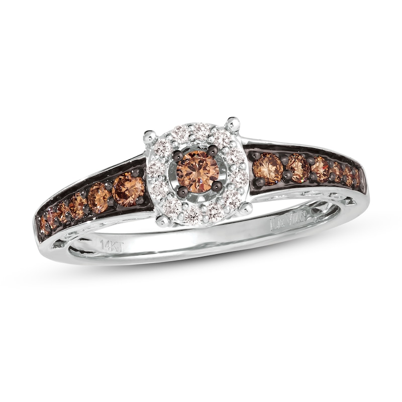 Main Image 1 of Le Vian Chocolate Diamond Ring 1/2 ct tw Round 14K Vanilla Gold