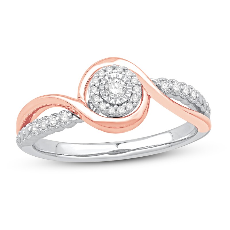 Diamond Promise Ring 1/8 ct tw Round 10K Two-Tone Gold