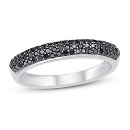 Black Diamond Ring 1/3 ct tw Round Sterling Silver