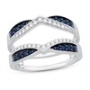 Thumbnail Image 1 of Natural Blue Sapphire Enhancer Ring 1/5 ct tw Diamonds 14K White Gold