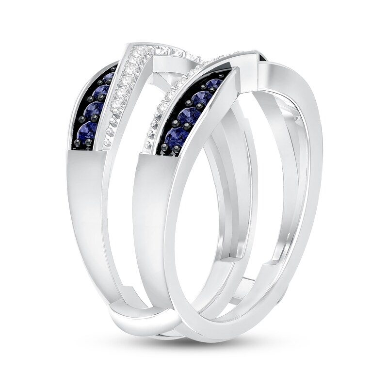 Main Image 2 of Natural Blue Sapphire Enhancer Ring 1/5 ct tw Diamonds 14K White Gold