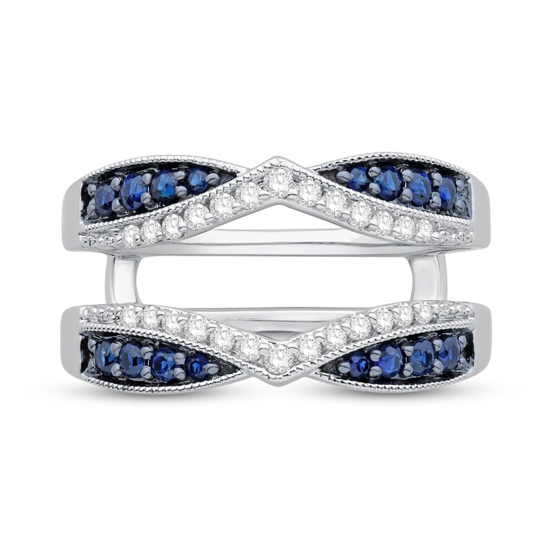 Main Image 3 of Natural Blue Sapphire Enhancer Ring 1/5 ct tw Diamonds 14K White Gold