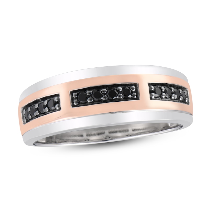 Black Diamond Wedding Band 1/4 ct tw Round 10K Two-Tone Gold