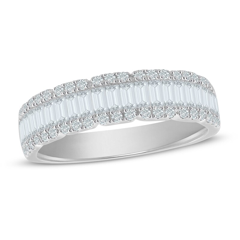 Main Image 1 of Diamond Anniversary Ring 1 ct tw Baguette/Round 14K White Gold