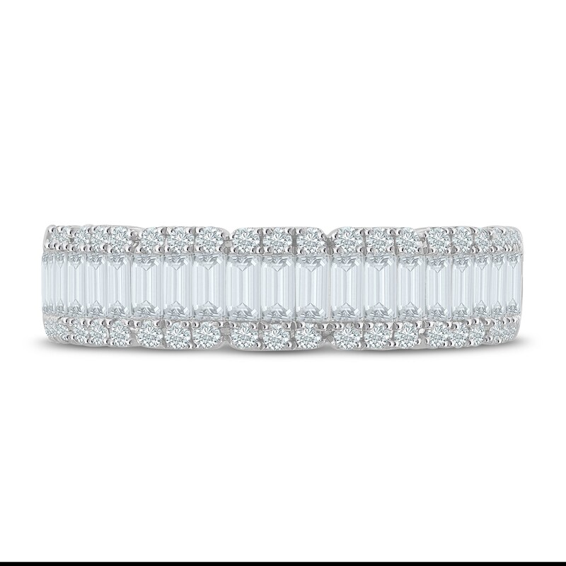 Main Image 3 of Diamond Anniversary Ring 1 ct tw Baguette/Round 14K White Gold