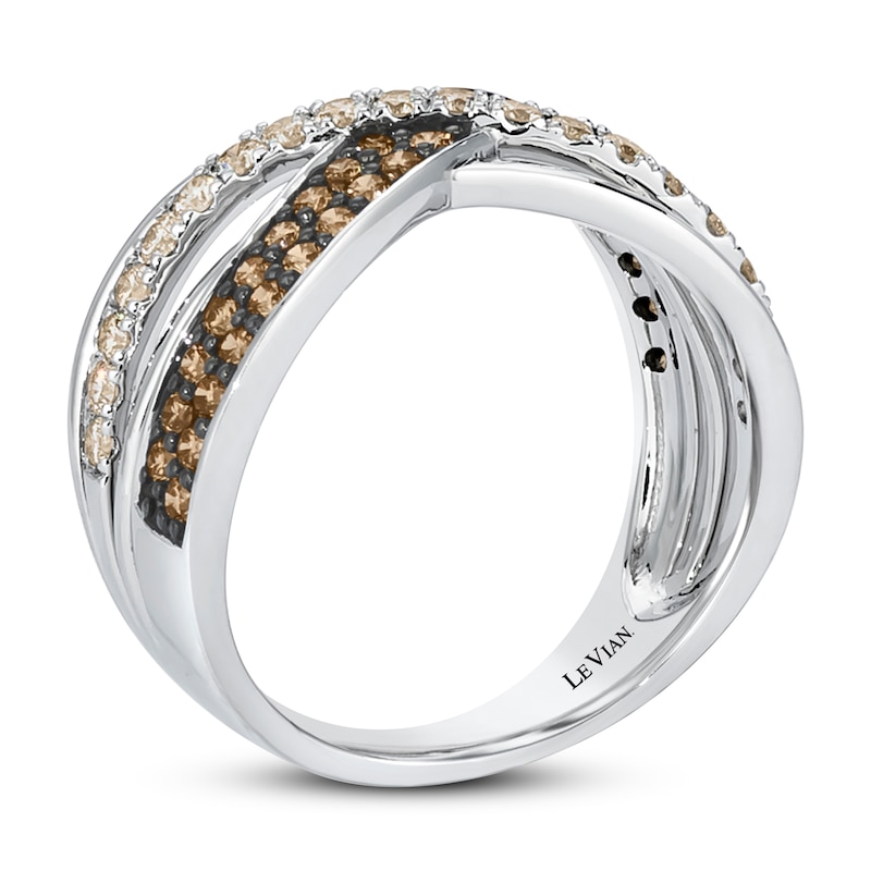 Main Image 3 of Le Vian Chocolate Diamond Ring 3/4 ct tw Round 14K Vanilla Gold