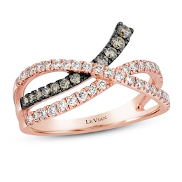 Le Vian Chocolate Diamond Ring 5/8 ct tw Round 14K Strawberry Gold